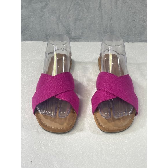 Old Navy womens size 8 Pink Linen Cross Strap Sandals - Picture 2 of 16